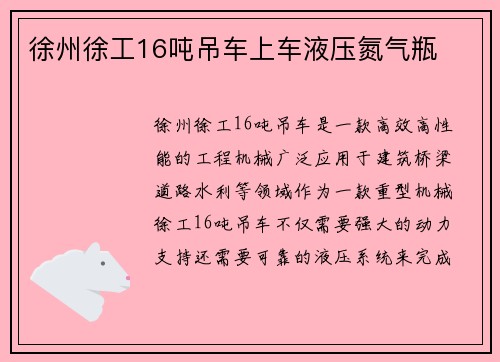 徐州徐工16吨吊车上车液压氮气瓶