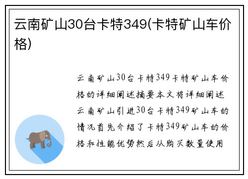 云南矿山30台卡特349(卡特矿山车价格)