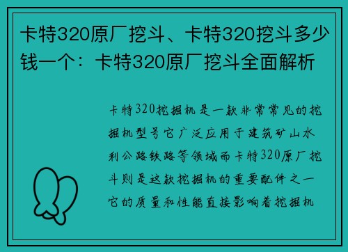 卡特320原厂挖斗、卡特320挖斗多少钱一个：卡特320原厂挖斗全面解析