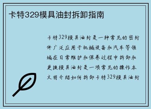 卡特329模具油封拆卸指南